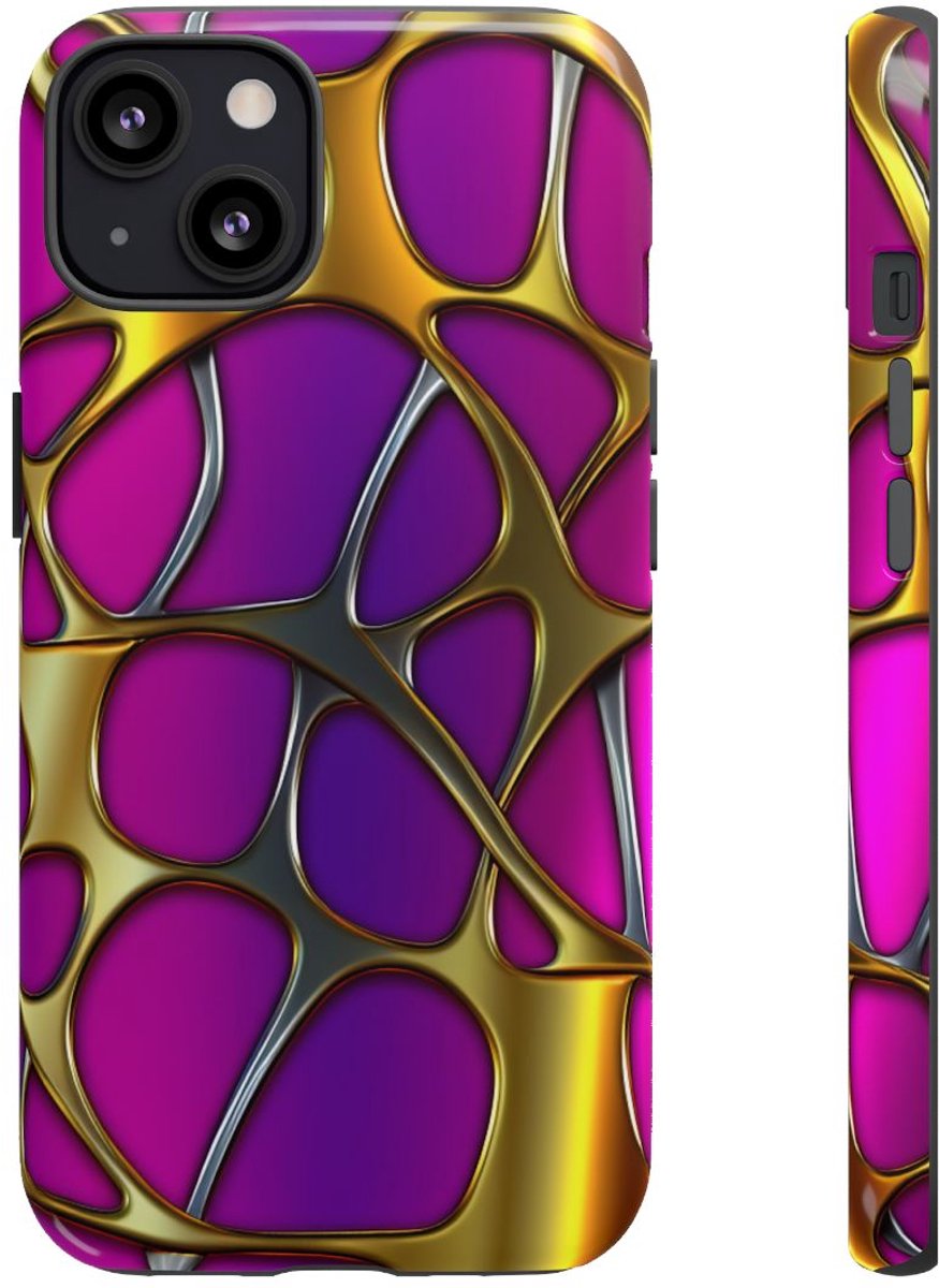 Levendig Metalen Rasterpatroon – Telefoonhoesje Geschikt voor iPhone 13