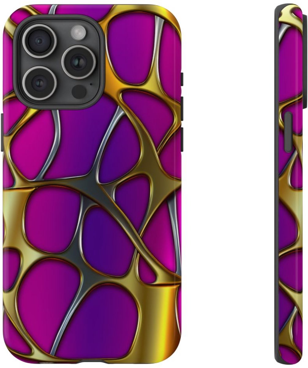 Levendig Metalen Rasterpatroon – Telefoonhoesje Geschikt voor iPhone 15 Pro Max