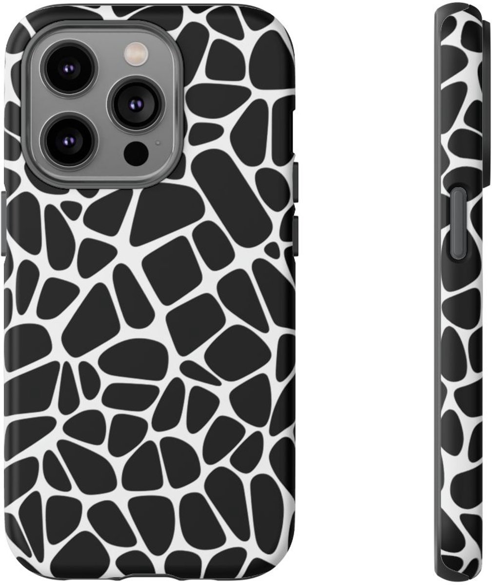 Zwart-Wit Abstract Geometrisch Patroon – Telefoonhoesje Geschikt voor iPhone 14 Pro