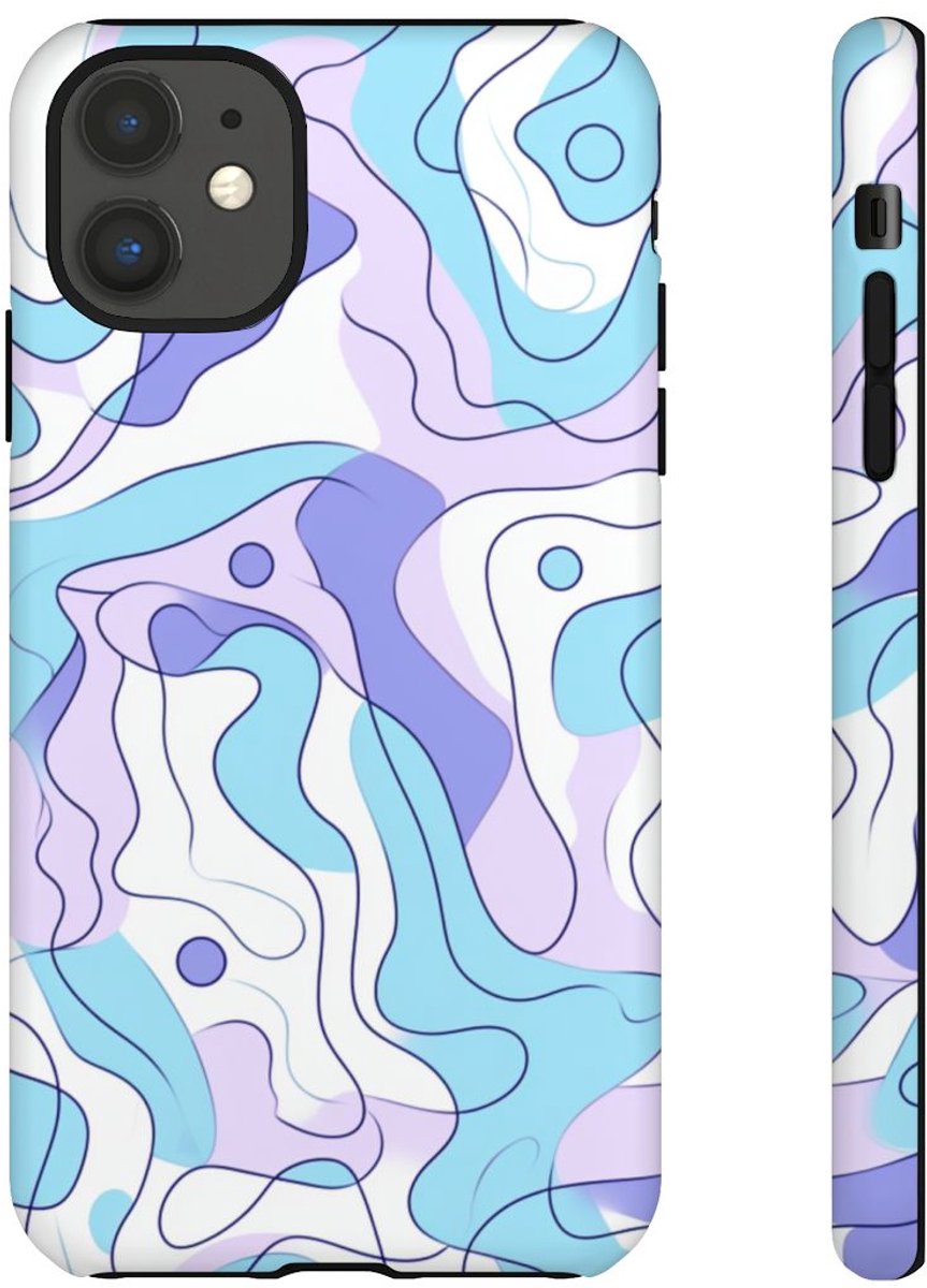 Abstract Blauw-Paars Lijnpatroon – Telefoonhoesje Geschikt voor iPhone 11
