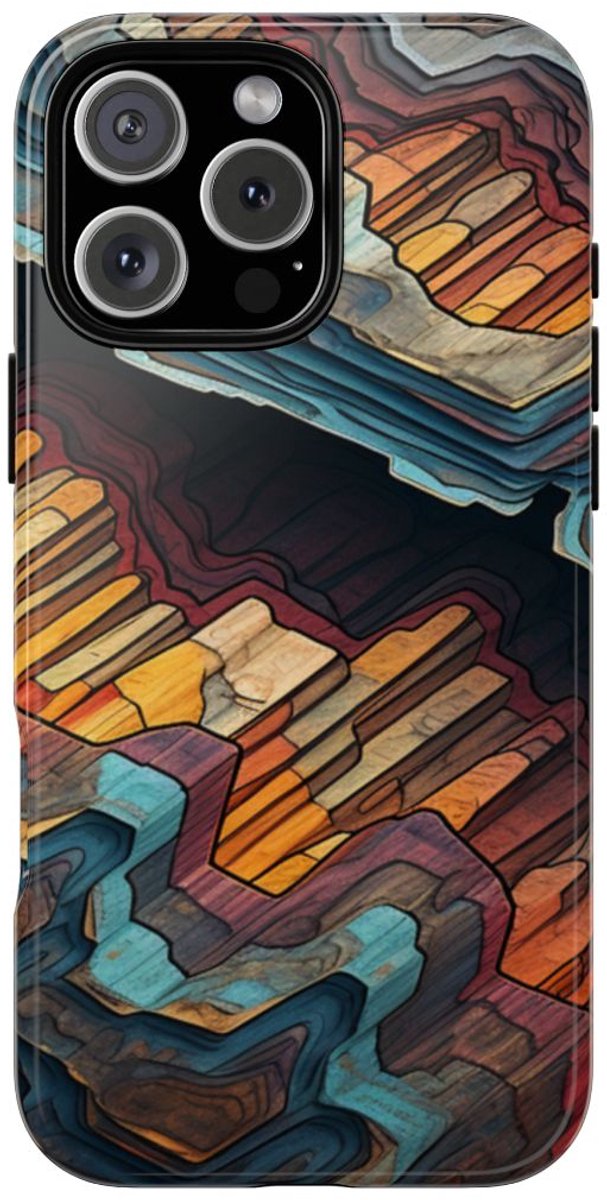 Gelaagde Abstracte Geologische Textuur – Telefoonhoesje Geschikt voor iPhone 16 Pro Max