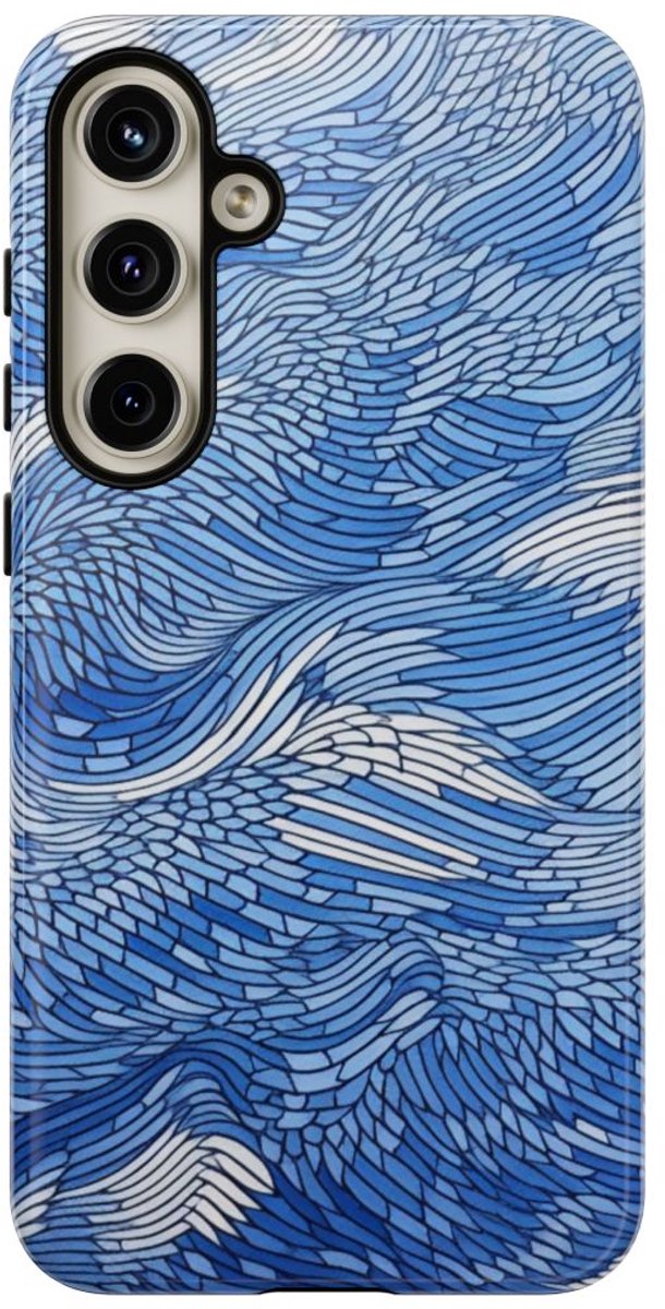 Blauw Abstract Lijnenpatroon – Telefoonhoesje Geschikt voor Samsung Galaxy S24 Plus