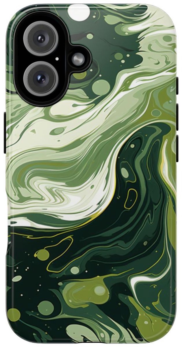 Groene Suminagashi Marmer Abstract – Telefoonhoesje Geschikt voor iPhone 16