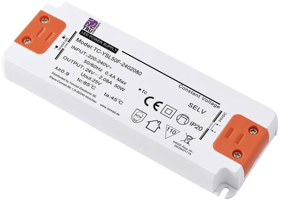 Transformateur LED TRU COMPONENTS TC-YSL50F-2402080 Tension constante 50 W 2,08 A V/ DC Convient pour les meubles, les surtensions