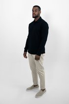 Vercate - Heren Polo Lange Mouw - Strijkvrij Poloshirt - Zwart - Slim Fit - Excellent Katoen - Maat M