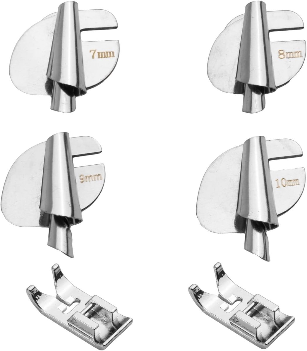 2-delige multifunctionele naaimachine met naaivoet en 4-delige naaimachine-accessoires - rolrandpersvoet - 4 maten (7 mm-10 mm) - huishoudelijk roestvrij staal - naaiwalsrandpersvoet voor verschillende toepassingen
