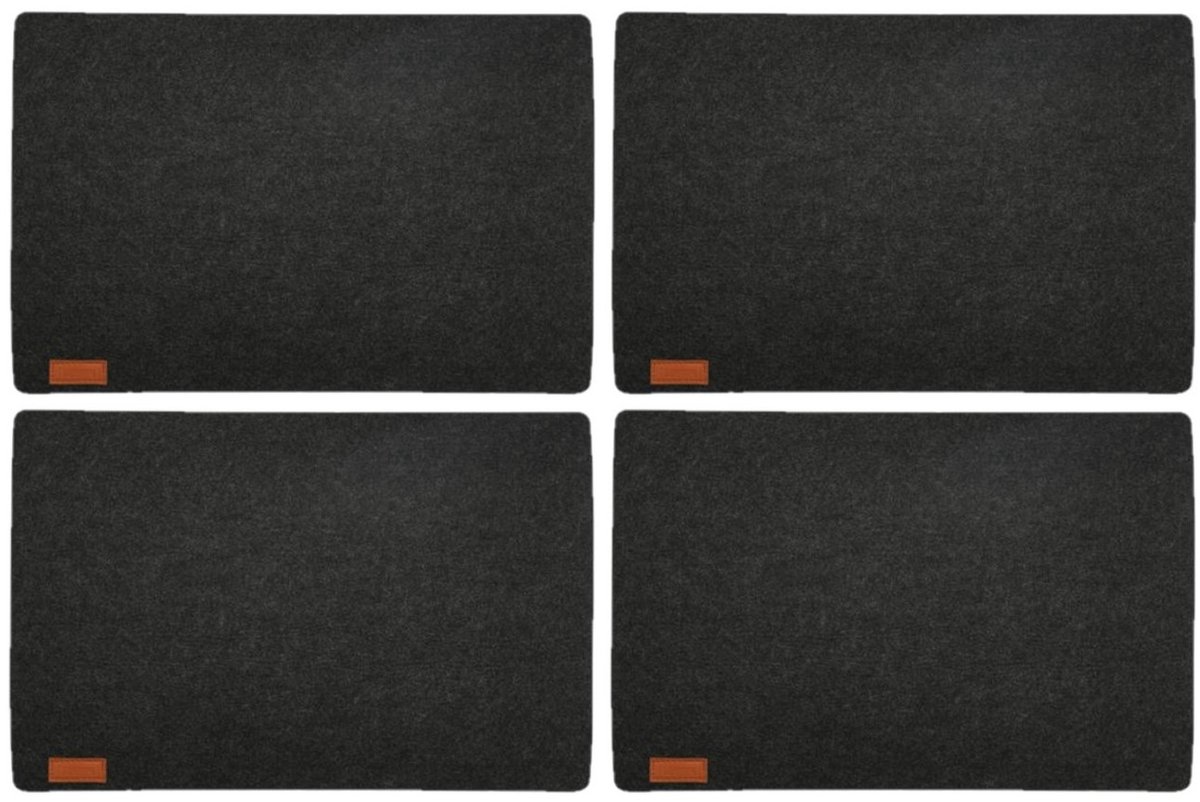 Placemats/onderleggers voor op tafel - 10x stuks - antraciet - 30 x 45 cm - met ronde hoeken - Diner/ontbijt