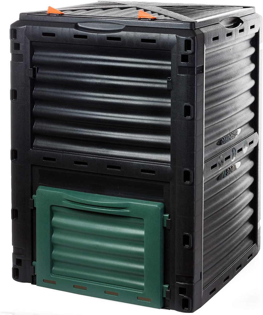 Grote Compostbak voor Snelcomposteren - 300 Liter, Duurzaam Kunststof, Klapdeksel, Thermocomposter voor Tuin- en Keukenafval