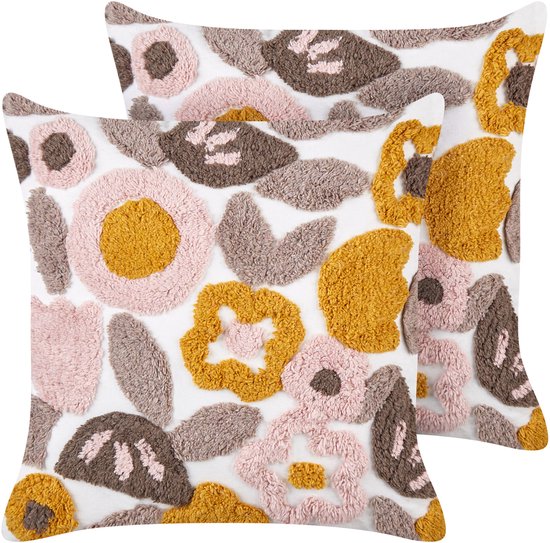 KANDIARO - Sierkussen lot de 2 - Multicolore - 45 x 45 cm - Katoen