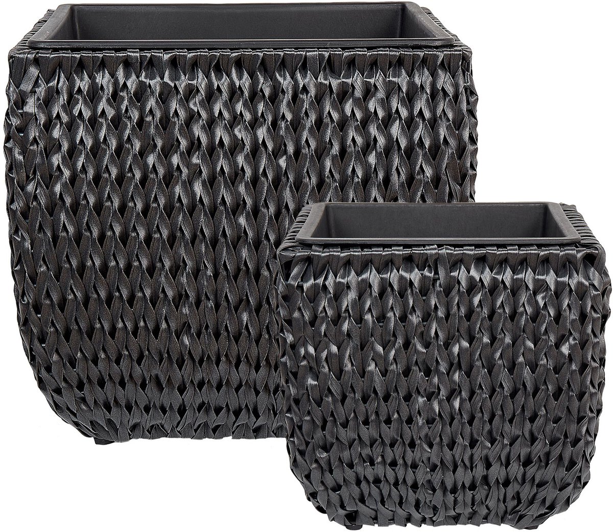 BERBERIS - Bloempot set van 2 - Zwart - PE rotan