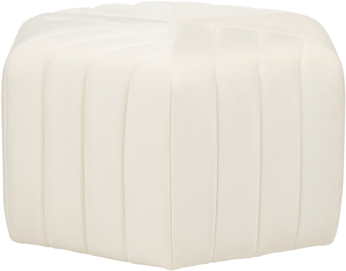 MURIETTA - Poef - Off-white - Fluweel