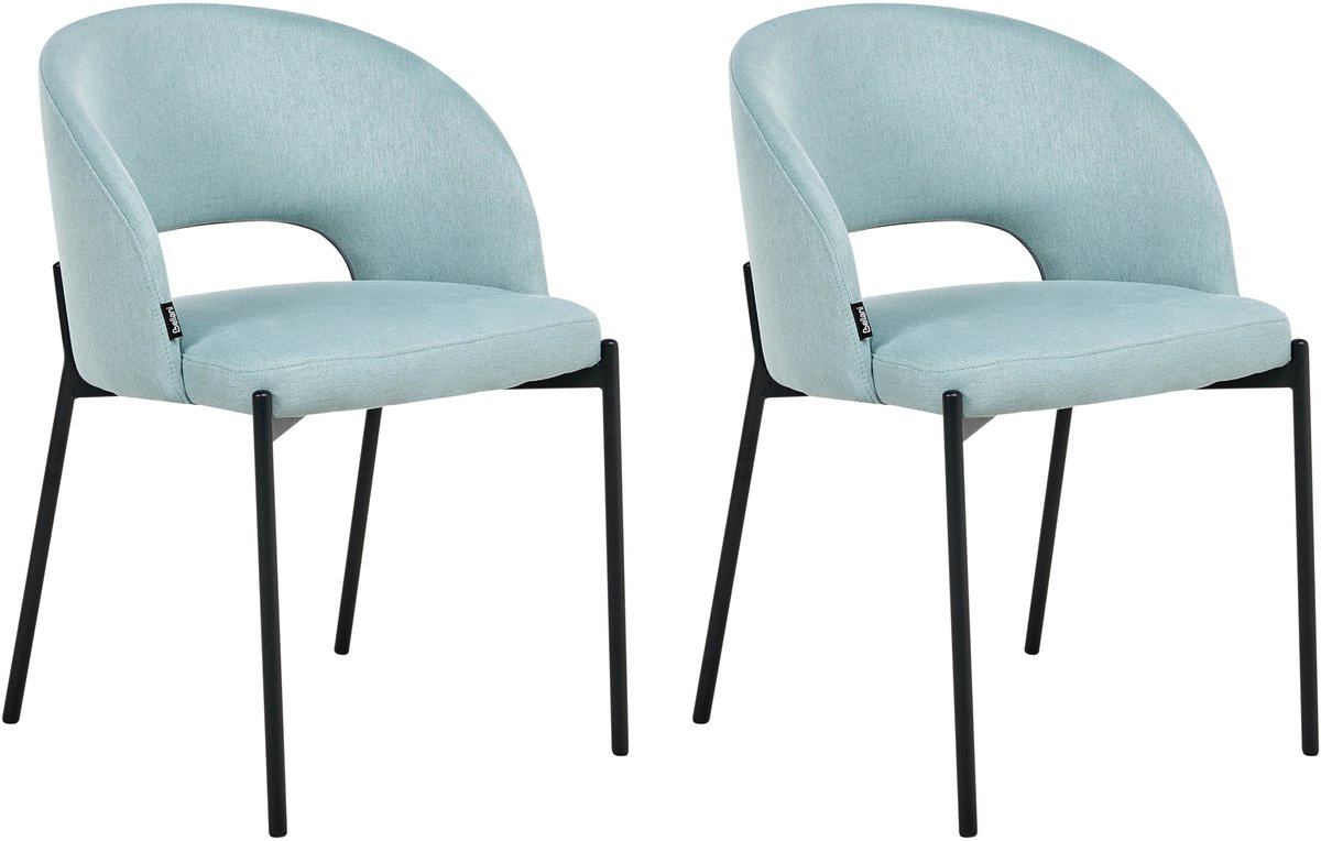 PENNY - Eetkamerstoel set van 2 - Lichtblauw - Polyester
