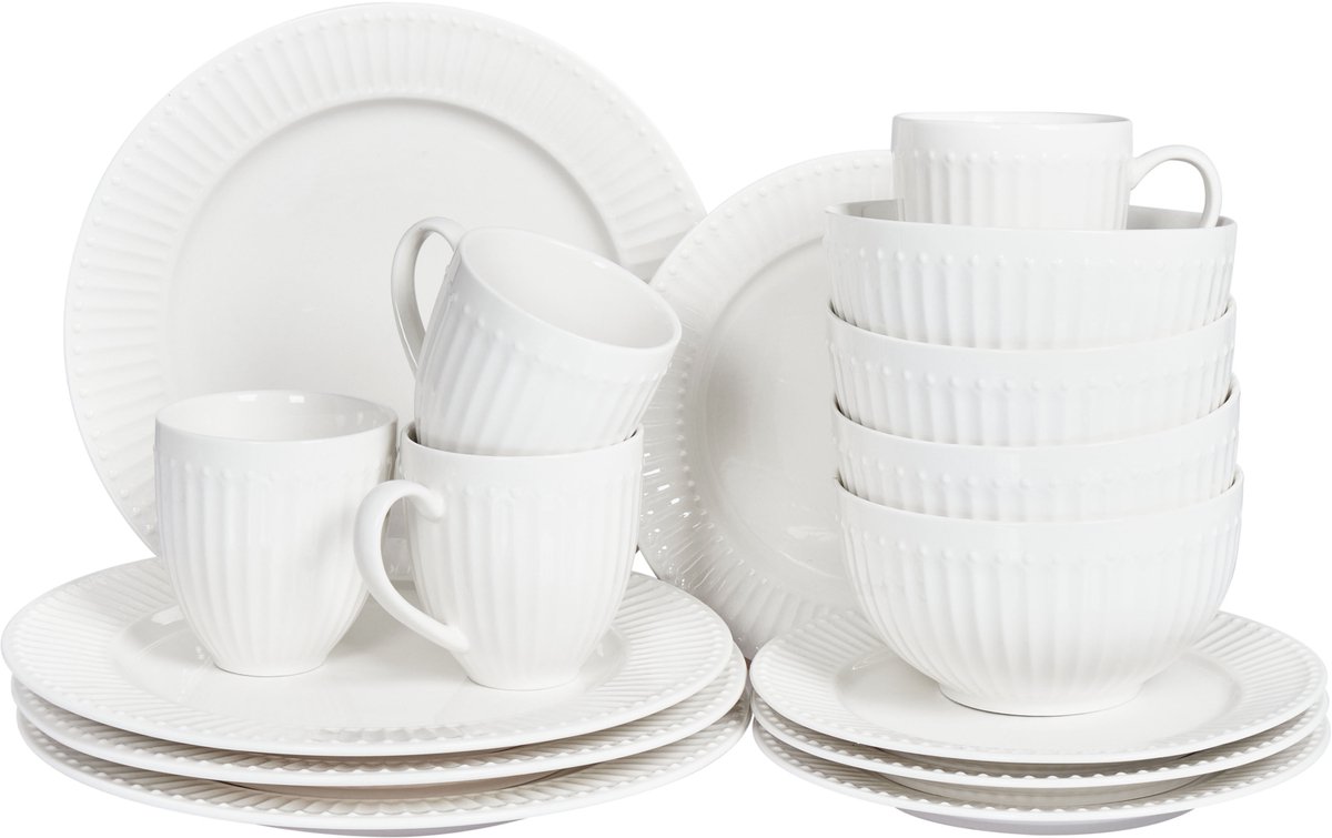 BELIANI COWSLIP - Servies set van 16 - Wit - Porselein