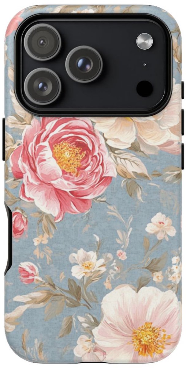 Romantisch Roze-Wit Bloemenpatroon – Telefoonhoesje Geschikt voor iPhone 17 Pro