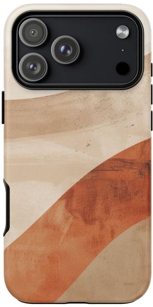 Abstracte Warme Terracotta-Lijnen – Telefoonhoesje Geschikt voor iPhone 17 Pro Max