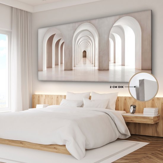 Peinture sur toile 200x100 cm - Décoration murale Hall - Arches - Symétrique - Moderne - Décoration murale salon - Décoration chambre - Accessoires chambre - Peintures sur toile