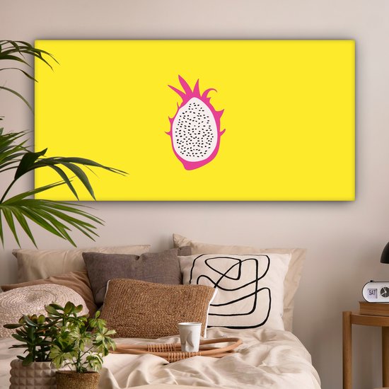 Canvas schilderij 160x80 cm - Exclusieve wanddecoratie Illustratie - Drakenvrucht - Kleurrijk - Muurdecoratie woonkamer - Slaapkamer decoratie - Kamer accessoires - Schilderijen op canvas