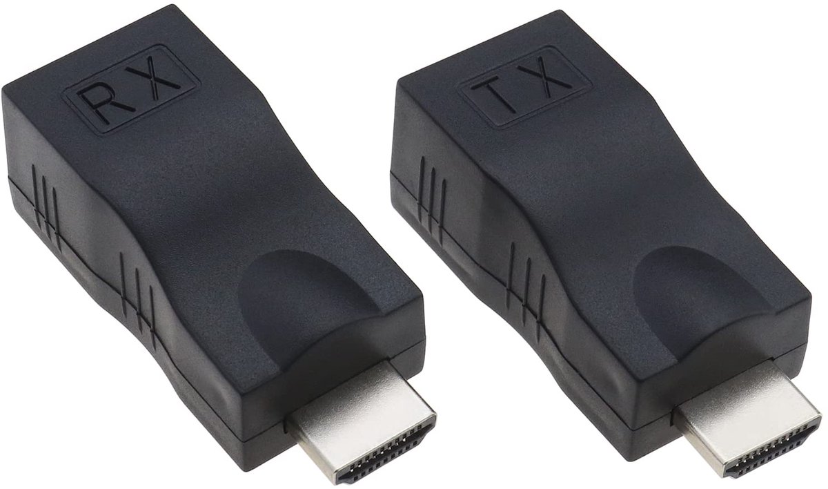 2Pcs HDMI to RJ45 Extender Transmitter HDMI to RJ45 Receiver 1080p HDMI Extender Accessories for High-definition TV Set-top Box DVD