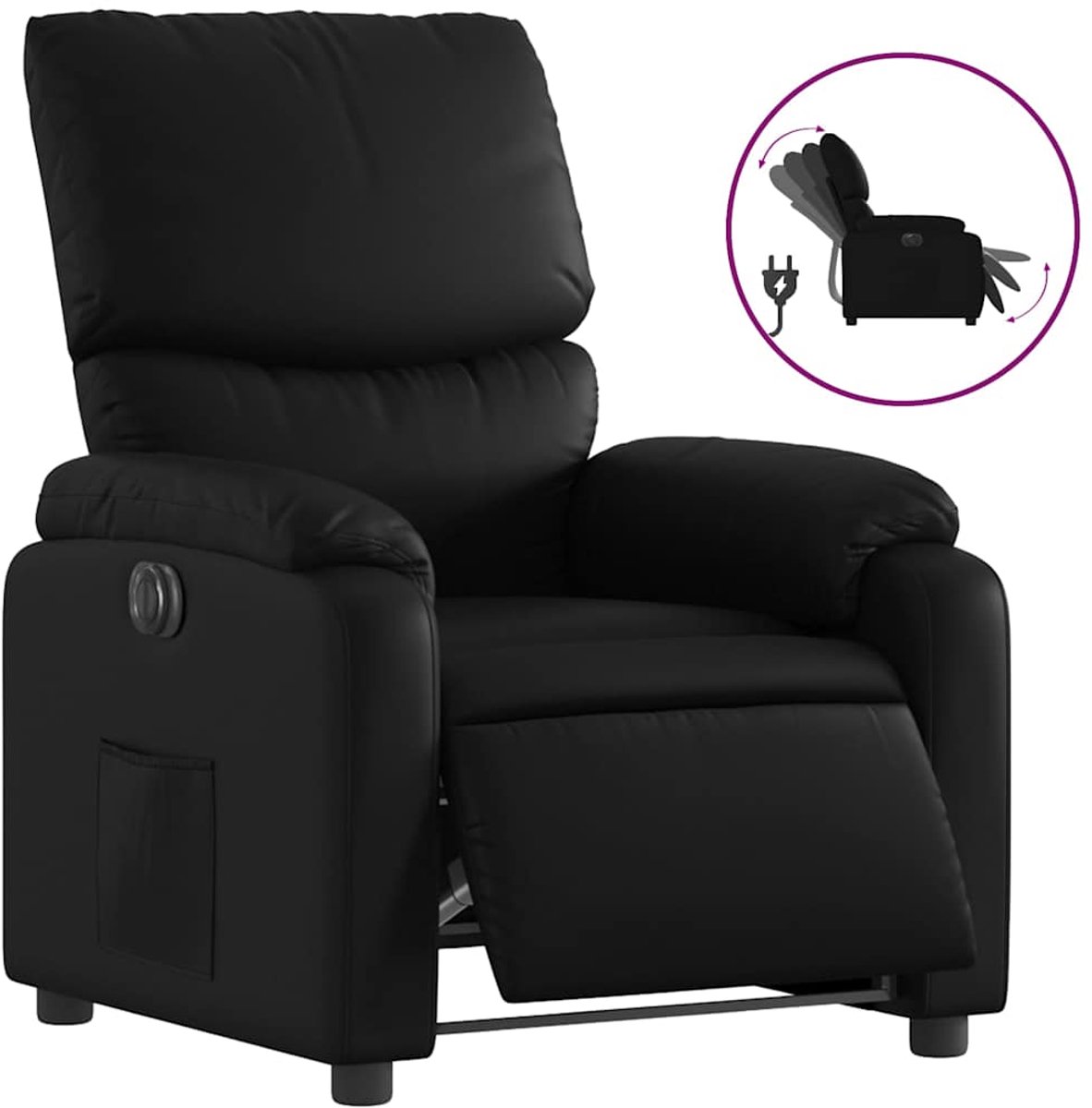 vidaXL Fauteuil - elektrisch - verstelbaar - kunstleer - zwart