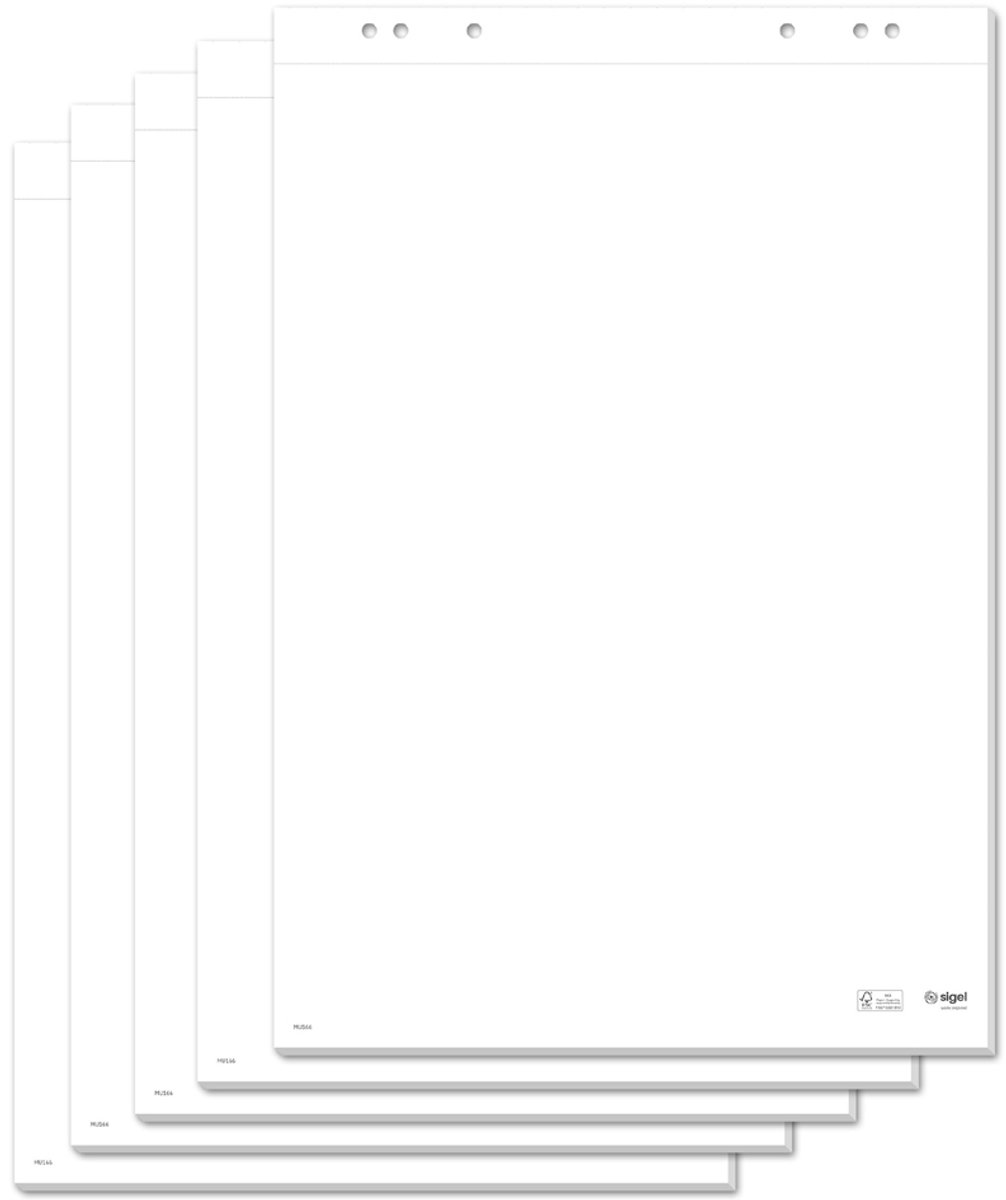 Sigel Flipoverblok Meet Up - 80g 68x98cm blanco, 5 sets a 20 vel met perforatie - SI-MU166