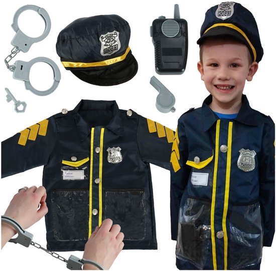 IKONKA - Verkleedkleding - Politiepakje - Carnavalskleding - Verkleedkleren Jongens & Meisjes - 3 t/m 8 Jaar