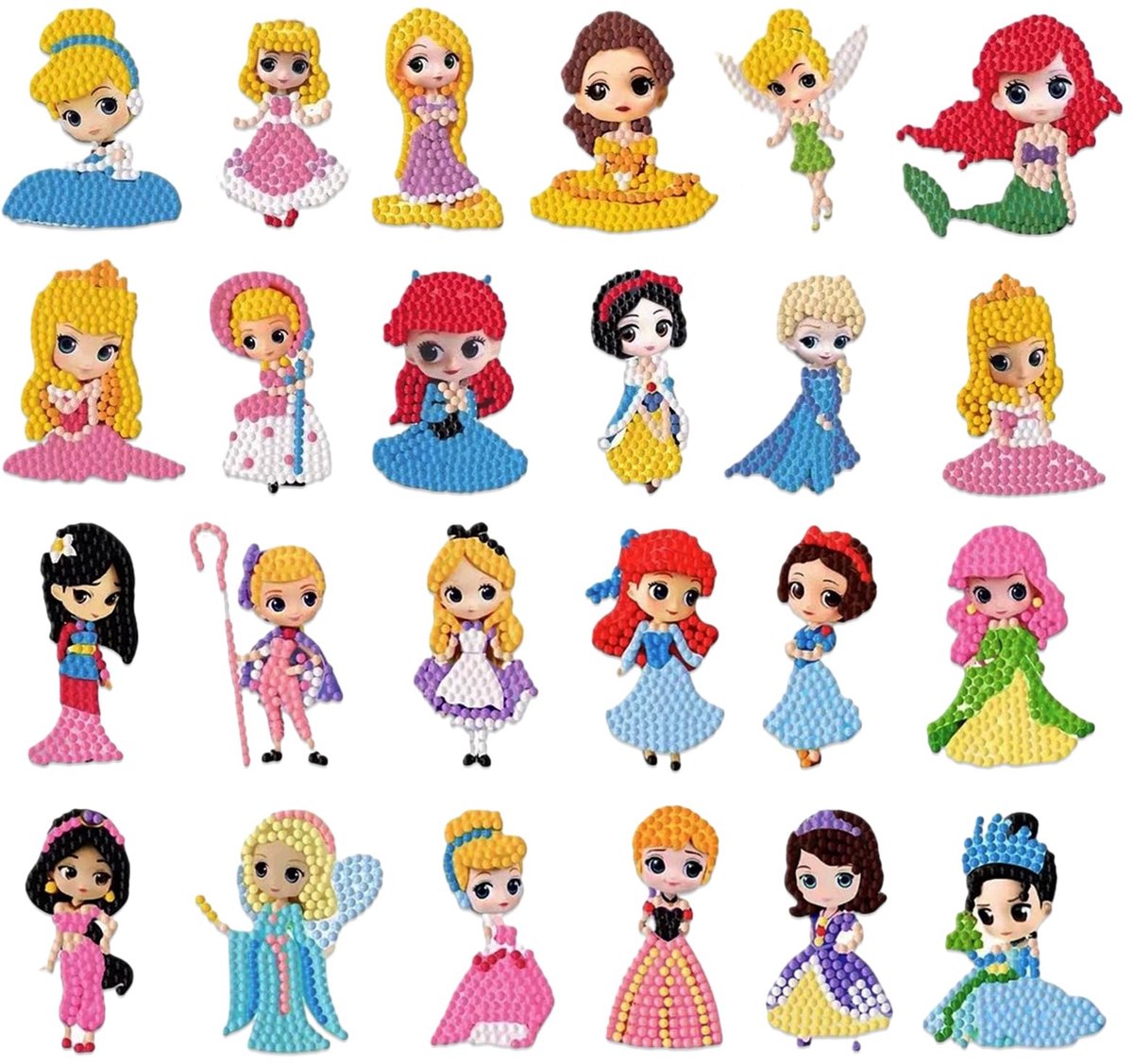 24-delige Diamond Painting Set - DIY Cartoon Diamant Schilderen - Voor Kinderen