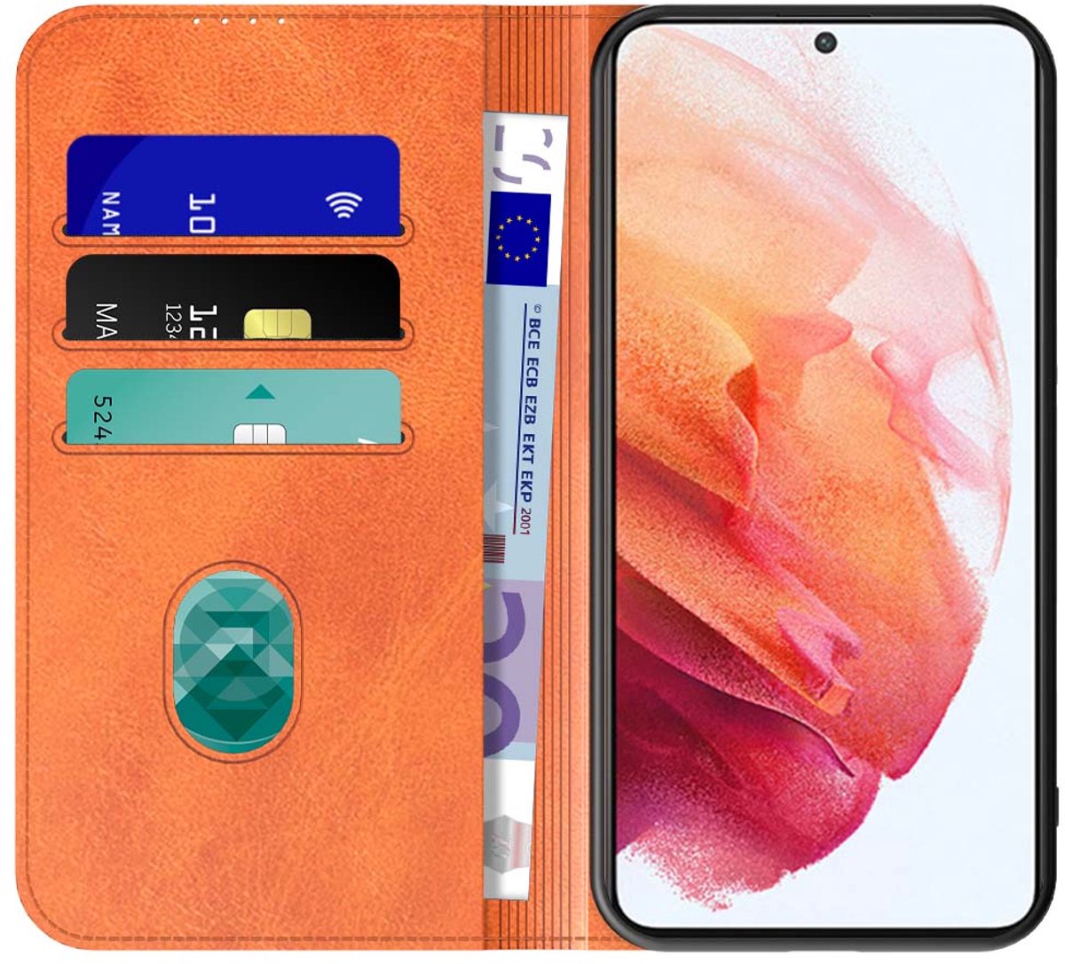 Geschikt voor Samsung Galaxy S21 Telefoonhoesje Bruin Kunstleer Met Magnetische Sluiting - Portemonnee BookCase Met Pasjeshouder - ProtX