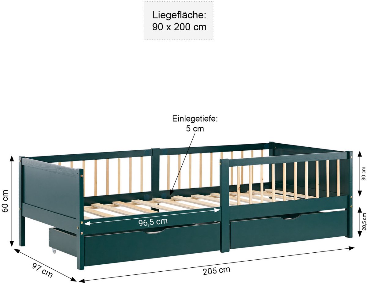 Homestyle4u Homestyle4u Kinderbed 90x200 Houten Bed - afbeelding 4