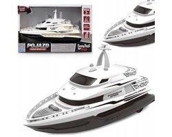 Wit Witte Motorboot met Licht & Geluid, Frictie Aandrijving, 1:20