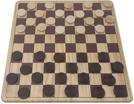 Houten Damset – Dambord 29×29 cm – Massief Hout – klassiek bordspel