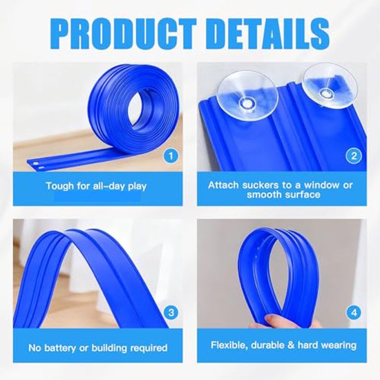 Autoracebaan 5M Inclusief 4 Auto's: KETIEE Flexibele Racebaan Autorampbaan Speelgoed Autoracebaan Draagbare Racetrack voor Jumps Loops Ramps voor Track 1/64e auto's voor 3 , Blauw