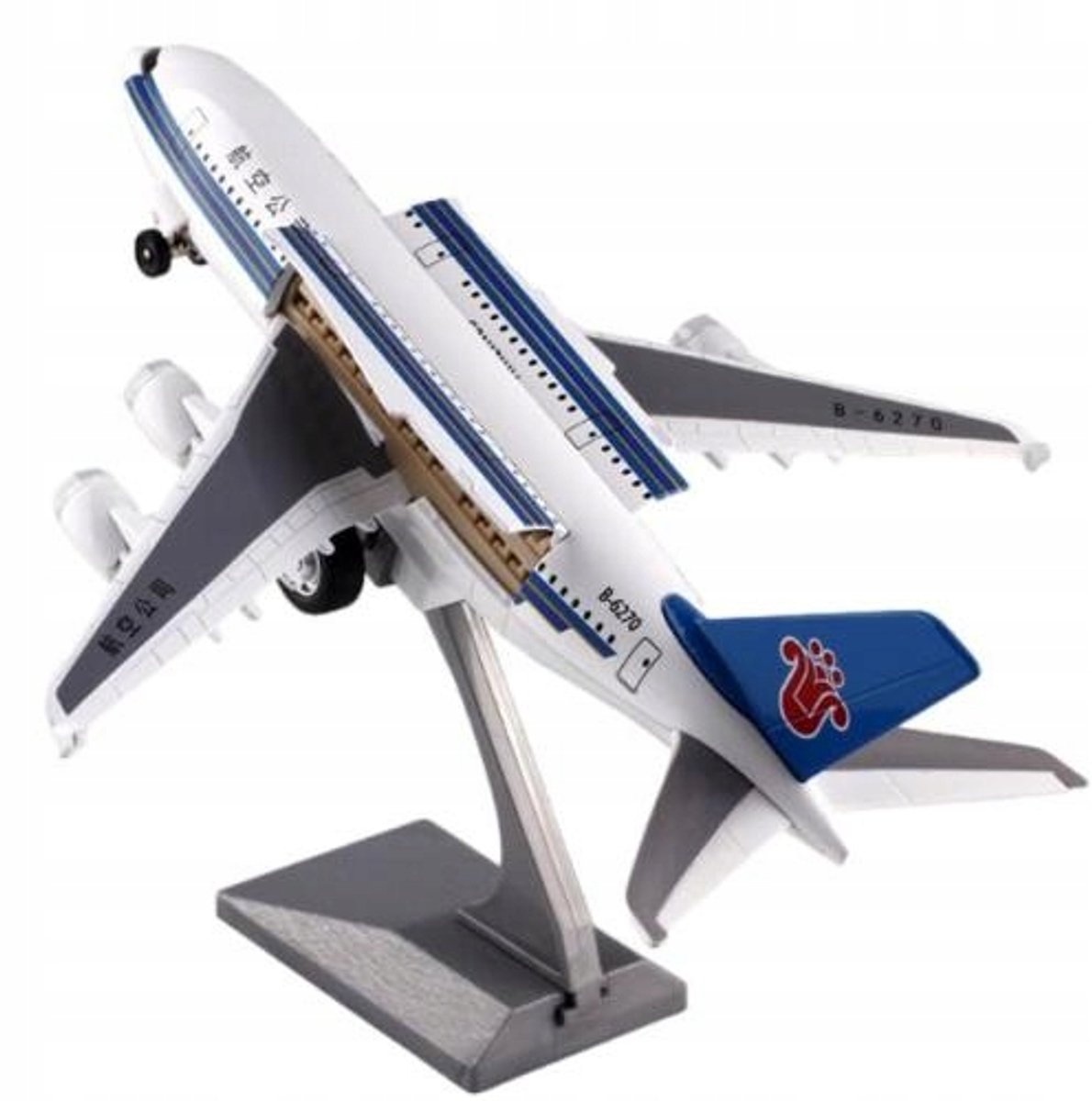Groot Airbus A380 Passagiersvliegtuig Model - Metaal met Licht & Geluid
