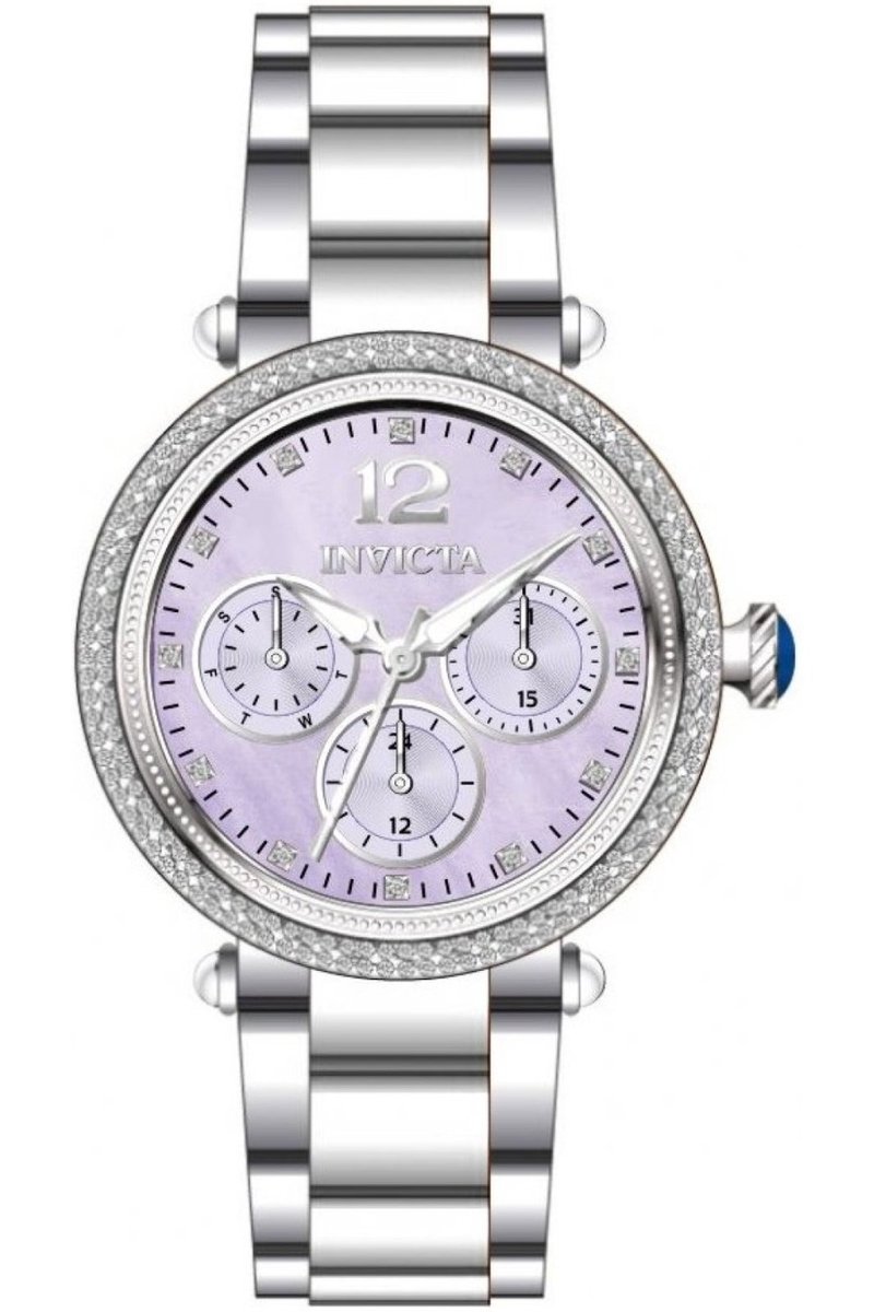 Invicta Bolt 49814 Dames Horloge - Waterdicht - Analoog - Quartz Uurwerk - Roestvrij Staal met parelmoeren Wijzerplaat - 37mm