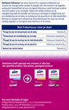 Informatiepagina Davitamon Foliumzuur met extra vitamine D3 voor vrouwen die zwanger willen worden of al zijn. Toont verpakkingen van 60 capsules, 60 tabletten en 84 smelttabletten.