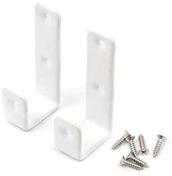 Lot De 2 Crochets J Pour Échelle De Lit Superposé – Revêtement PVC Blanc – Métal Robuste Avec Vis