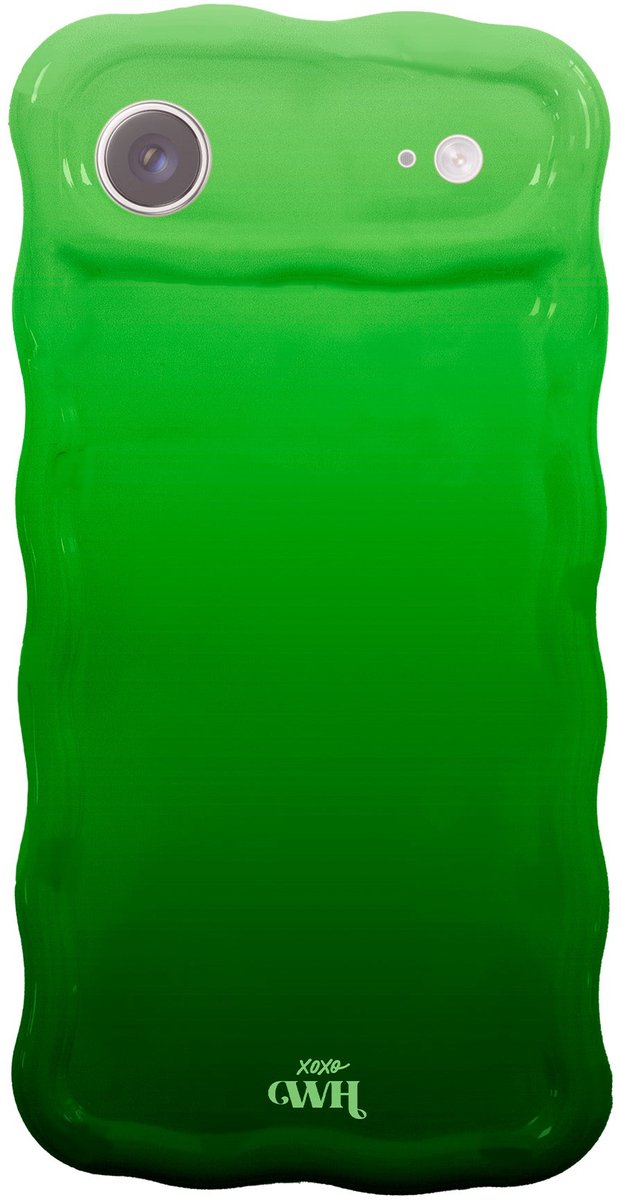 xoxo Wildhearts Glossy Wavy Case Matcha Coco telefoonhoesje - Geschikt voor iPhone 17 Air - Golvend hoesje - Glimmende silicone case met golven - Vlekbestendig - Camerabescherming - Groen