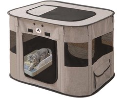 Opvouwbaar huisdierhek - Draagbaar katten- en hondenhek - Verwijderbare tent met rits voor huisdieren - Hondenkooi voor binnen en buiten, reizen en kamperen - Geweldig voor puppy's, kittens en pasgeborenen-70*55*45cm-Grijs