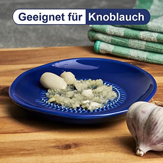 Keramische Raspplaat, Keramische Knoflookrasp, Ovale Keramische Raspplaat, met Reinigingsborstel, voor Gember, Knoflook, Specerijen, Wortelen, Babyvoeding, Specerijen (Wit