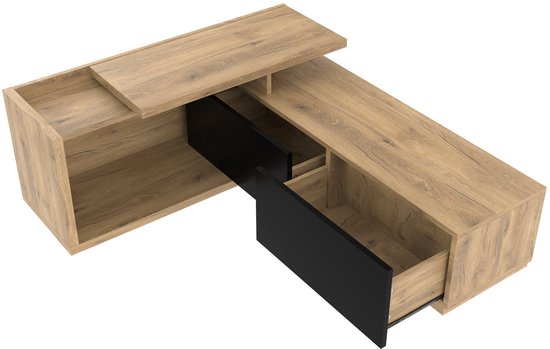 Moderne TV-kast Met LED-verlichting En Kattenrustruimte - Walnoothout Look, Huisdiervriendelijk