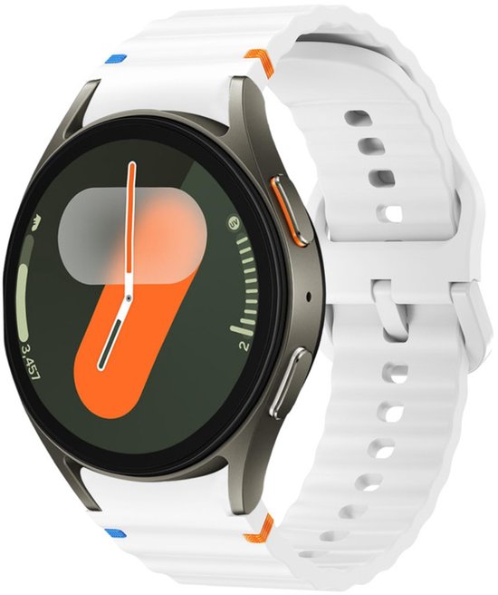 Bracelet wave en silicone - compatible avec Samsung Galaxy Watch 7 (40 & 44 mm) / Watch 6 (Classic) / Watch 5 (Pro) / Watch 4 (Classic) / Watch FE - fermeture à boucle - blanc