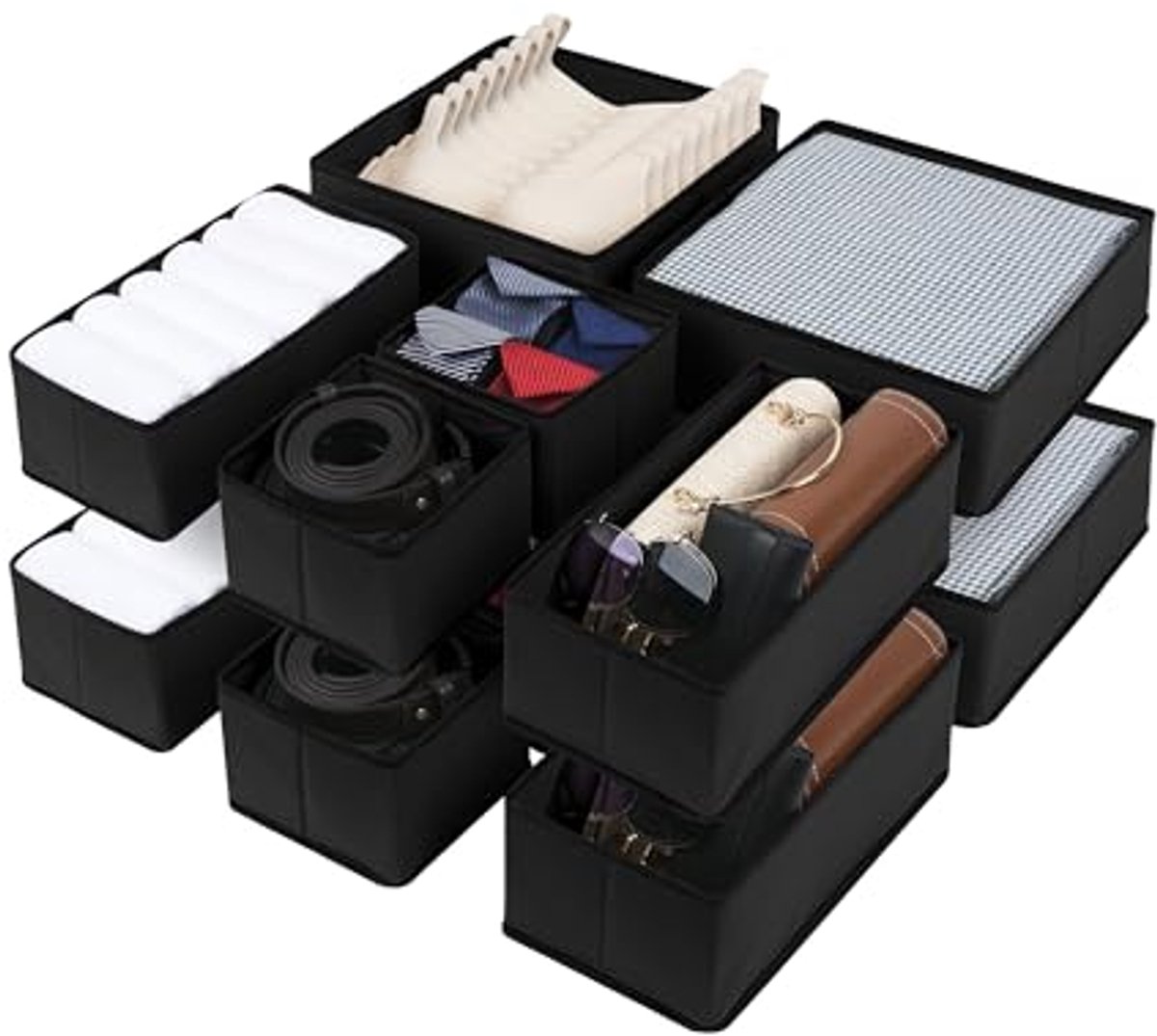 Lade-organizer voor effectieve kastorganisatie - Set van 12 zwart