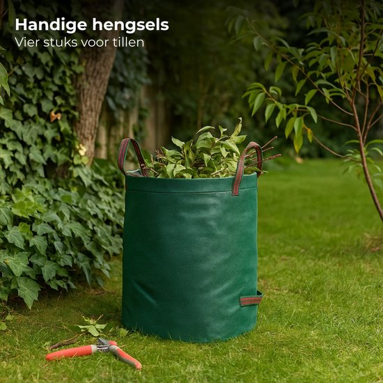 Lomera Opvouwbare Tuinafvalzak - Tuinafvalzak 125L - Tuinzak Met Hengsels - Grote Zak - Herbruikbare Tuinzak - Duurzame Tuinafvalzak - Pp Materiaal - Lichtgewicht Tuinzak - Groene Bladopvangzak - Tuinafvalzak Met 4 Hengsels van Lomera — afbeelding 3