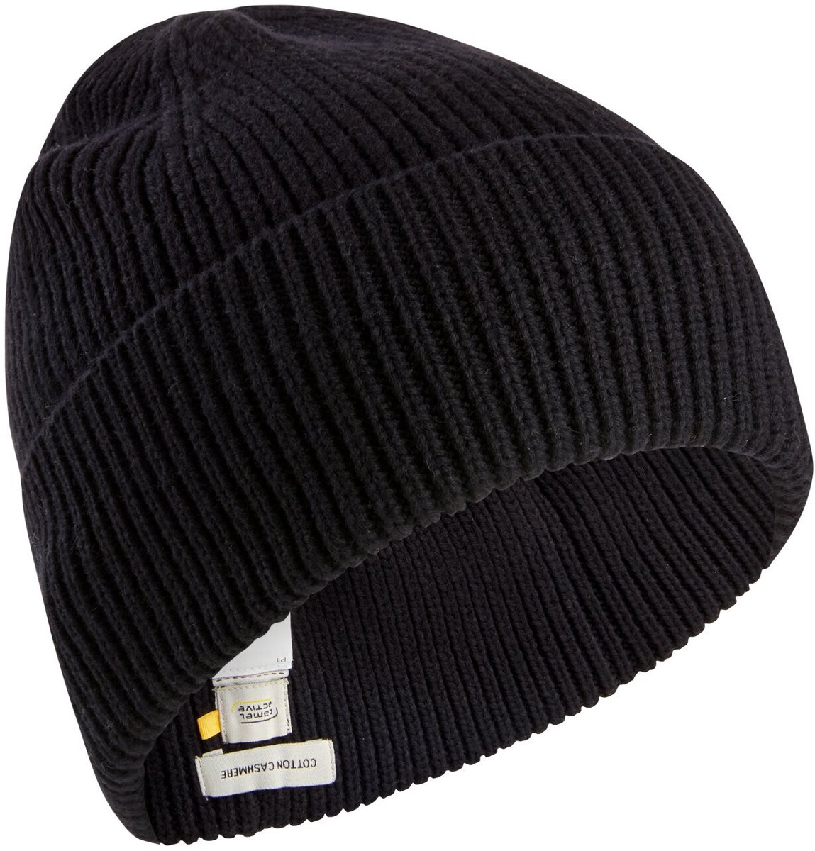 camel active Beanie van een katoen-kasjmiermix - Maat menswear-OS - Zwart