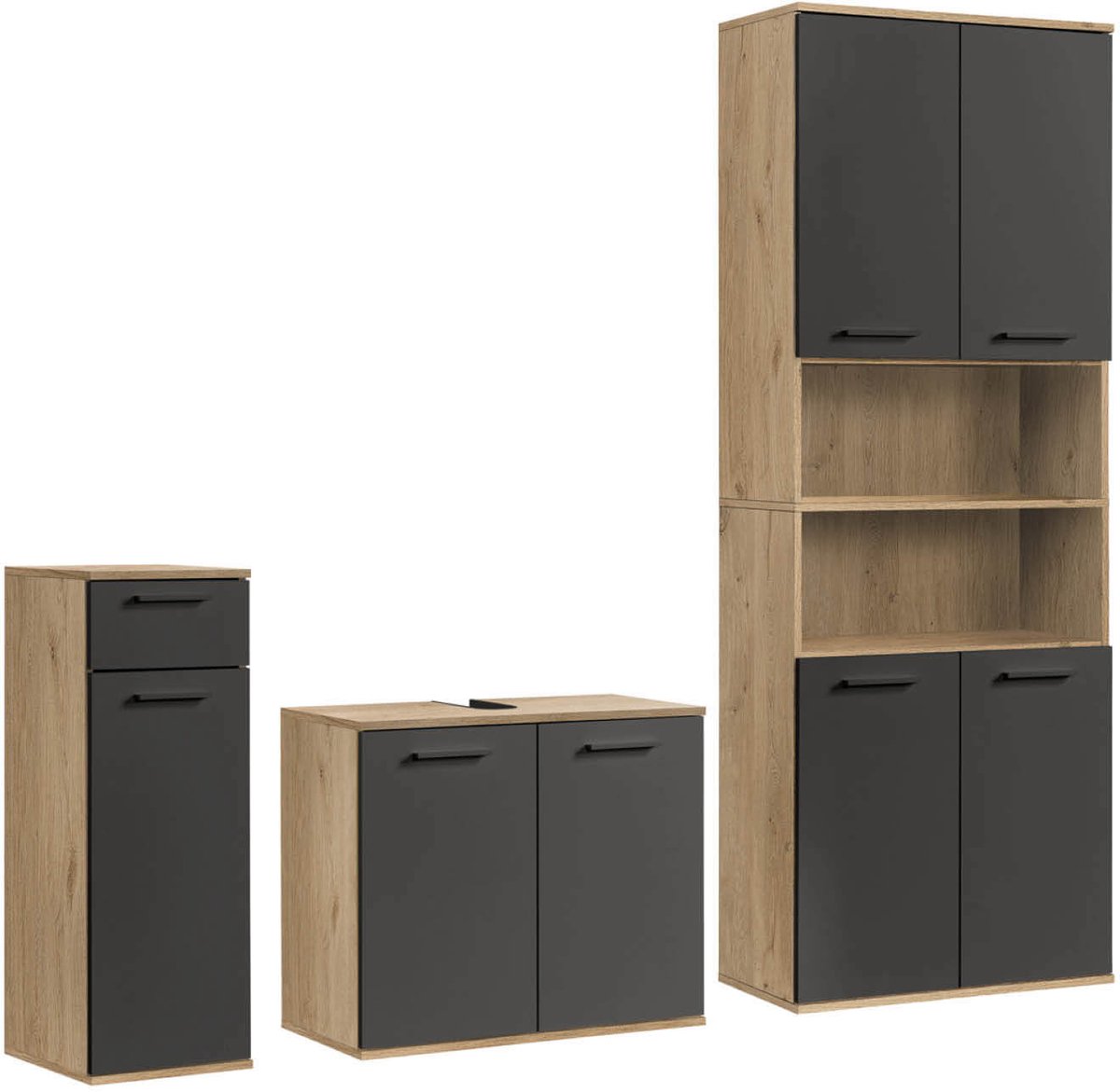 mokebo Badkamermeubelset 3-delig 'Der Steuermann' Meubels voor de badkamer van hout in Viking Eik