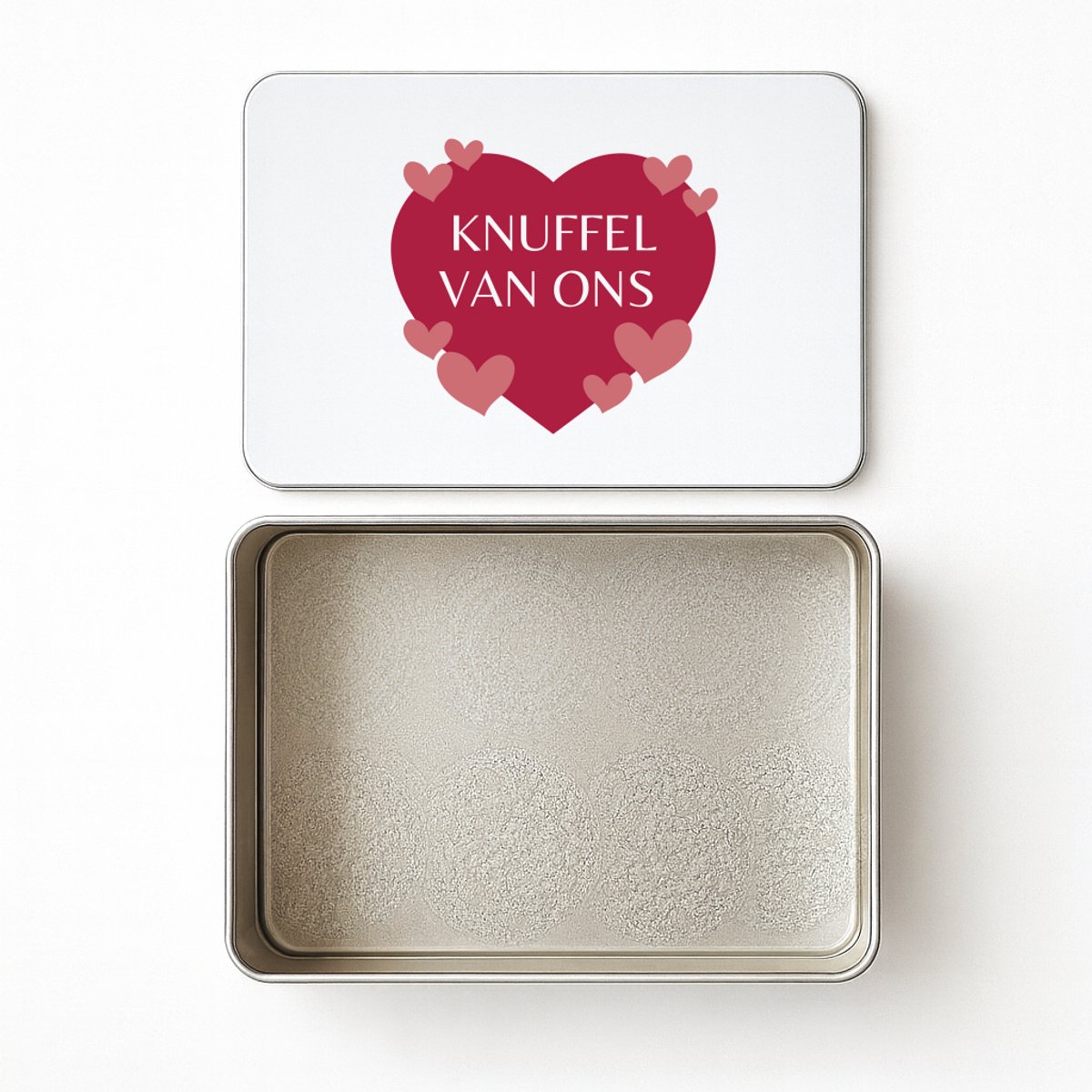 Hacebo® - Knuffel van ons koektrommel rechthoekig - Liefde - iemand die liefde nodig heeft - koekblik – koektrommels – bewaarblik - snoeptrommel - verjaardagscadeau - kado - gift - geschenk - koek trommel - 20 x 13 CM