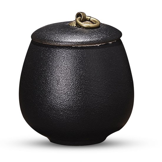 Dieren urn zwart met gouden poten klein - keramiek bij
