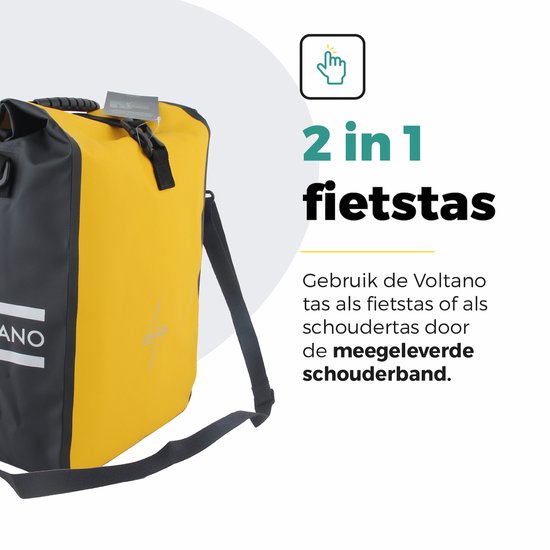 Voltano Fietstas 16L - Geel / Zwart - Enkele Pakaftas - 100% Waterdicht - Met Schouderband van Voltano — afbeelding 3