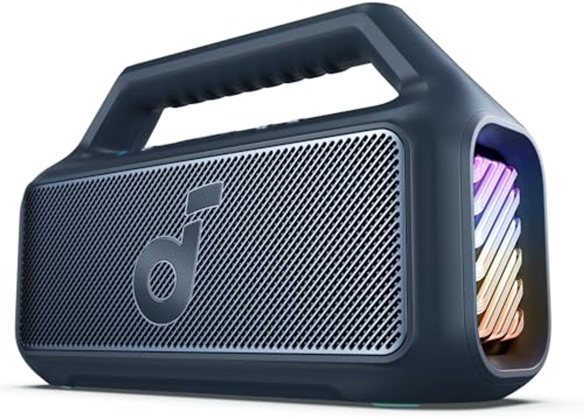 Buitenspeakers met krachtige bas, 80W, subwoofer, 24 uur speeltijd, IPX7 waterproof, drijvend, RGB-verlichting, USB-C, Bluetooth 5.3, draagbare speaker voor buitenactiviteiten