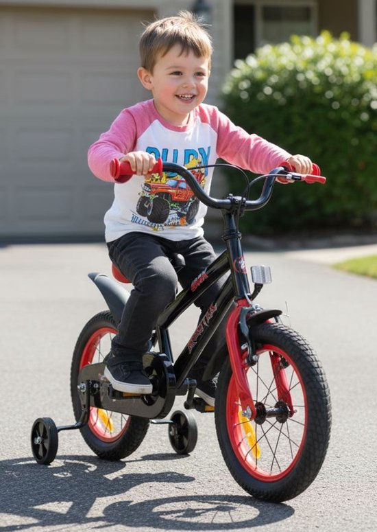 2Cycle Monster kinderfiets 14 inch (3 tot 5 jaar) voor jongens zwart van 2Cycle — afbeelding 3