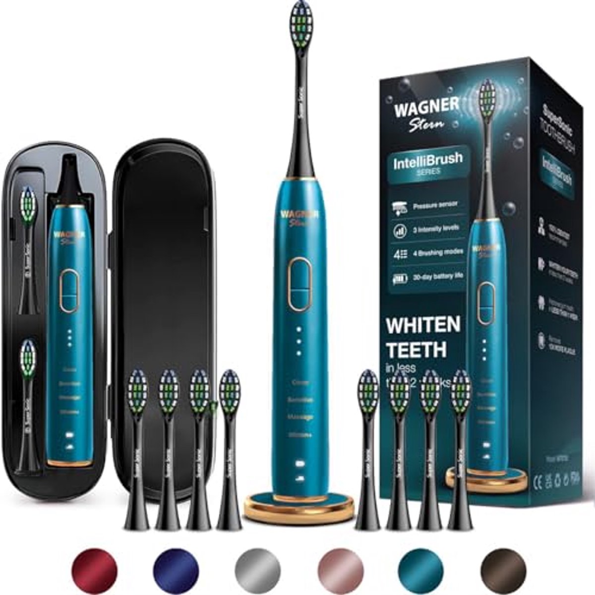 Whitening elektrische tandenborstel met druksensor - 4 poetsmodi en 3 intensiteiten inclusief luxe reiskoffer